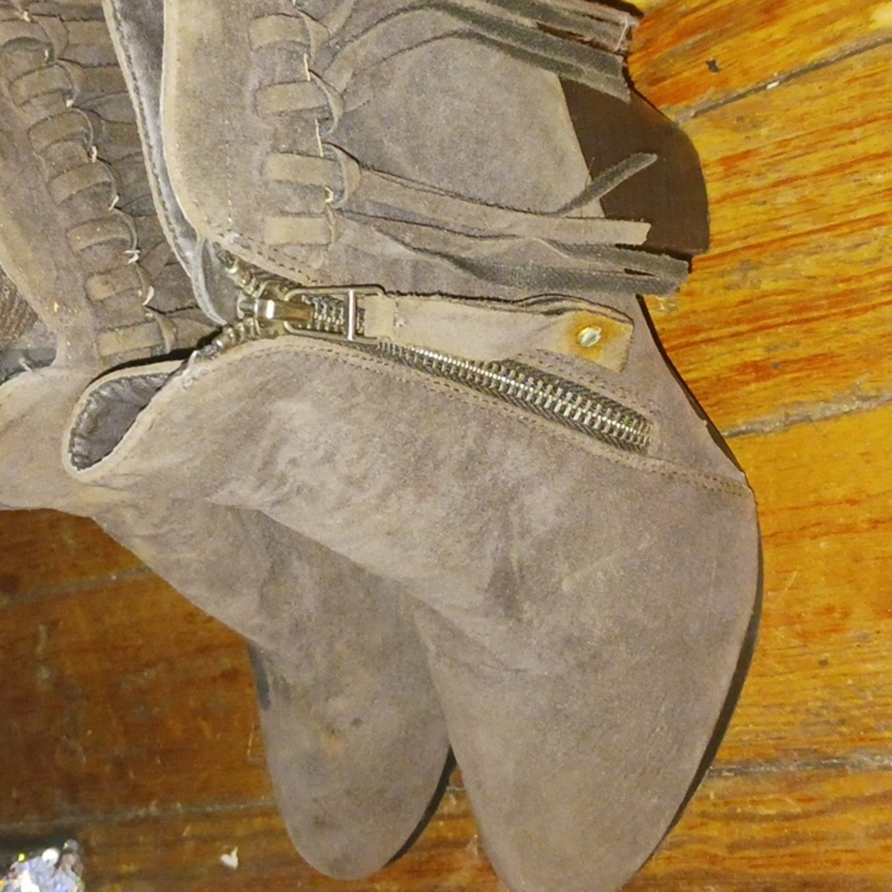 Ankle booties with fringe